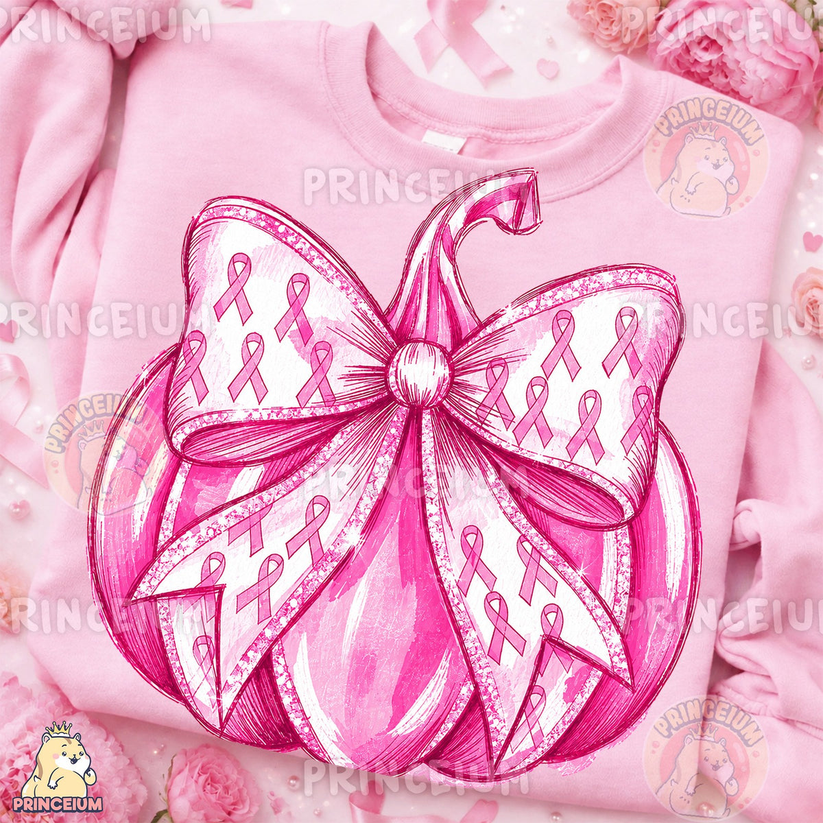 Pink Ribbon Pumpkin Bow
