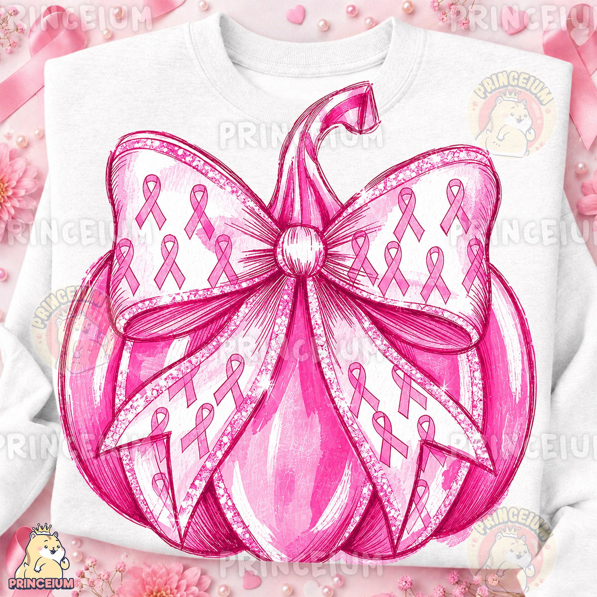 Pink Ribbon Pumpkin Bow