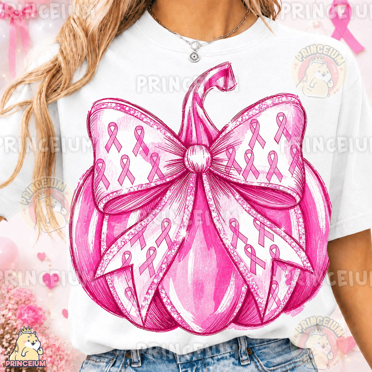 Pink Ribbon Pumpkin Bow