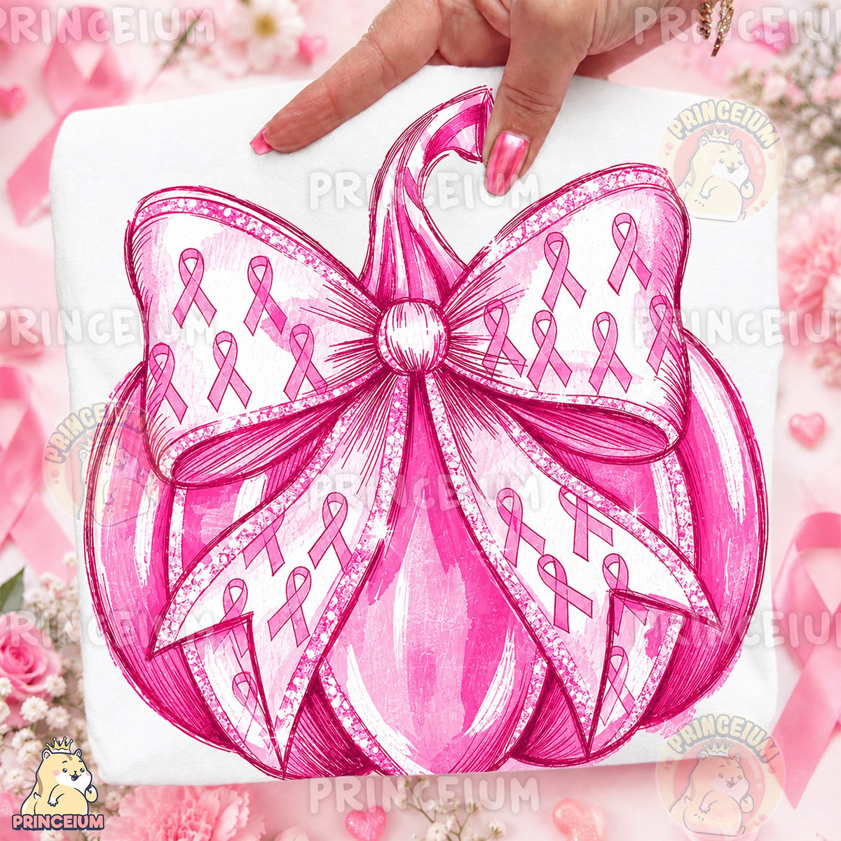 Pink Ribbon Pumpkin Bow
