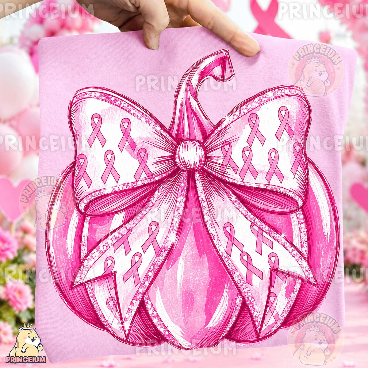 Pink Ribbon Pumpkin Bow
