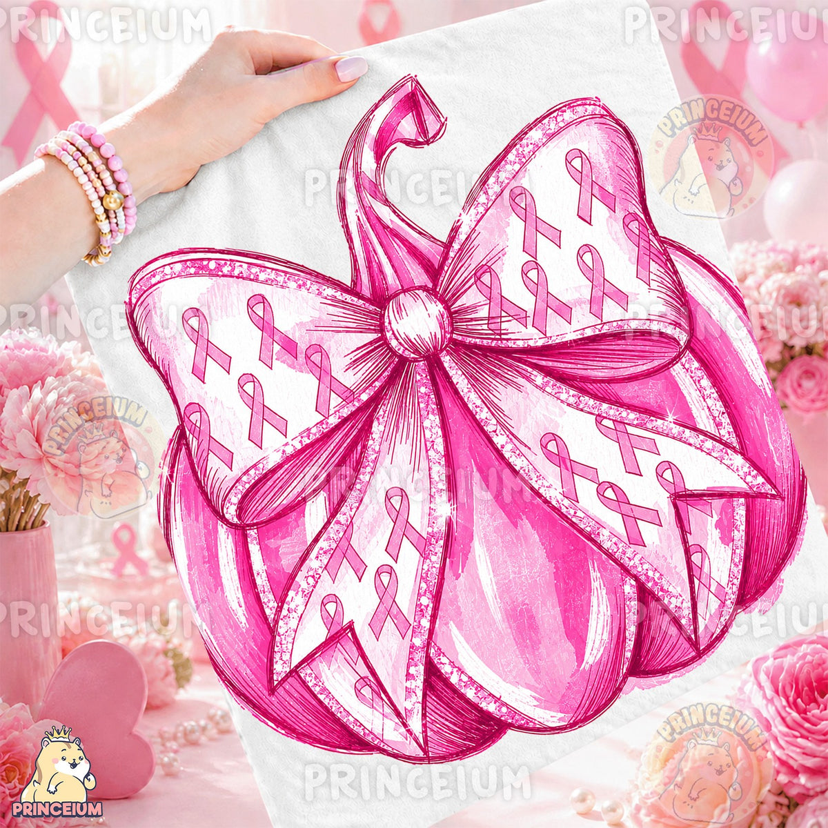 Pink Ribbon Pumpkin Bow
