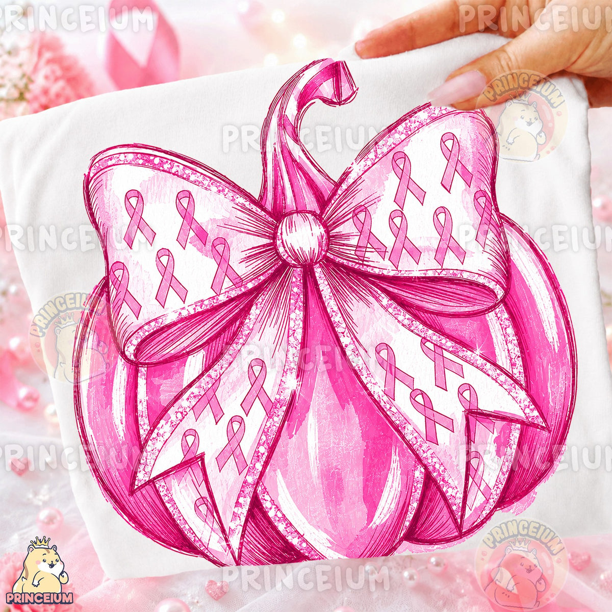 Pink Ribbon Pumpkin Bow