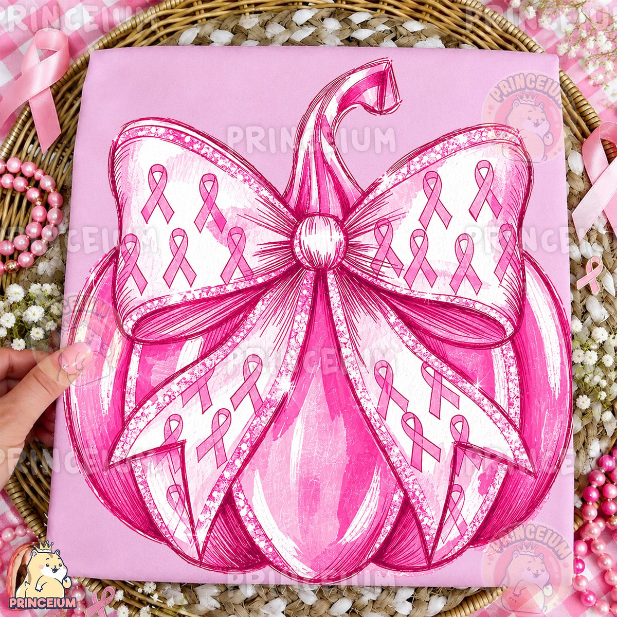 Pink Ribbon Pumpkin Bow