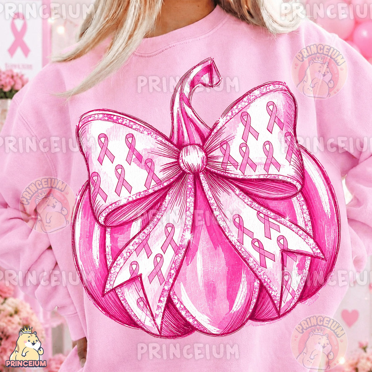 Pink Ribbon Pumpkin Bow