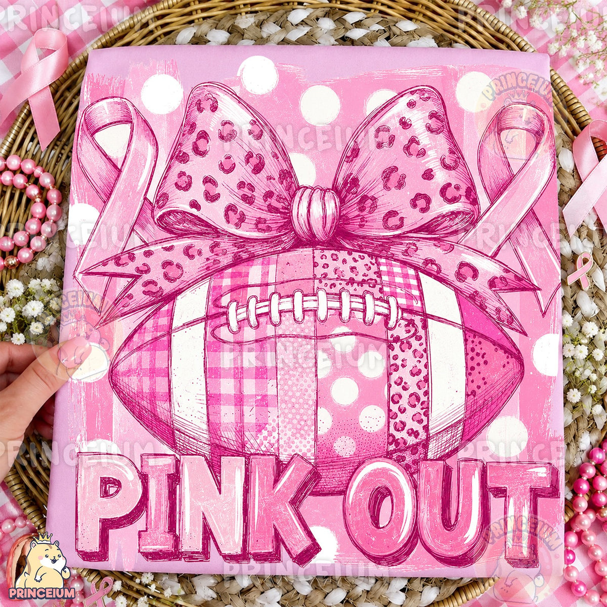 Pink Out Football Bow