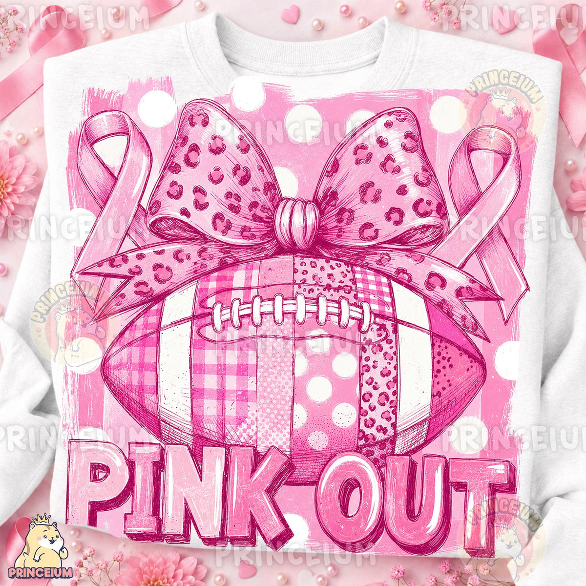 Pink Out Football Bow