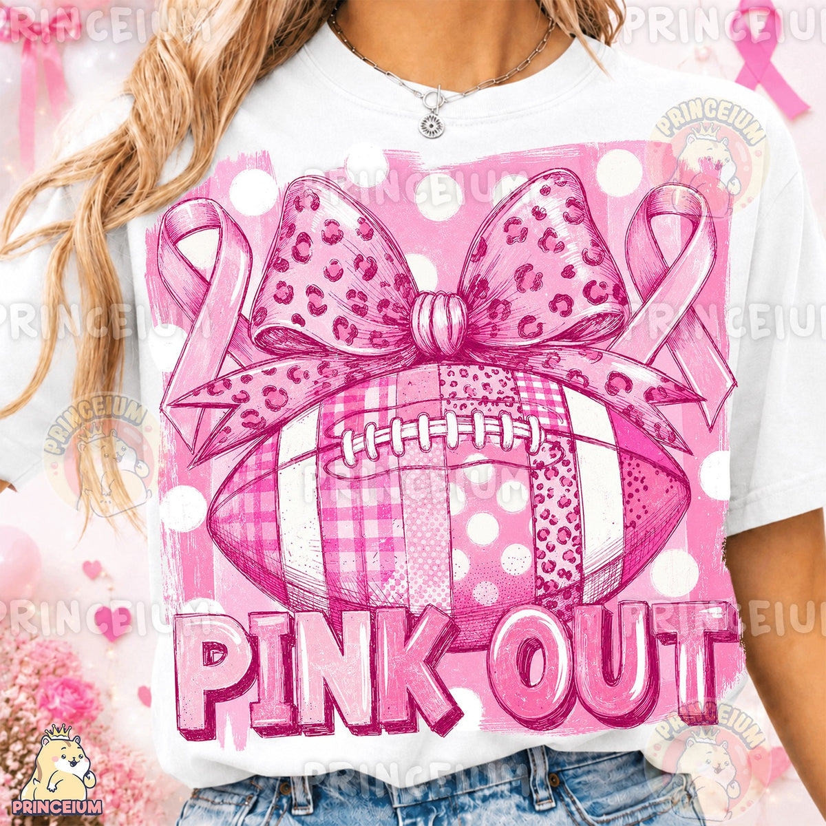 Pink Out Football Bow