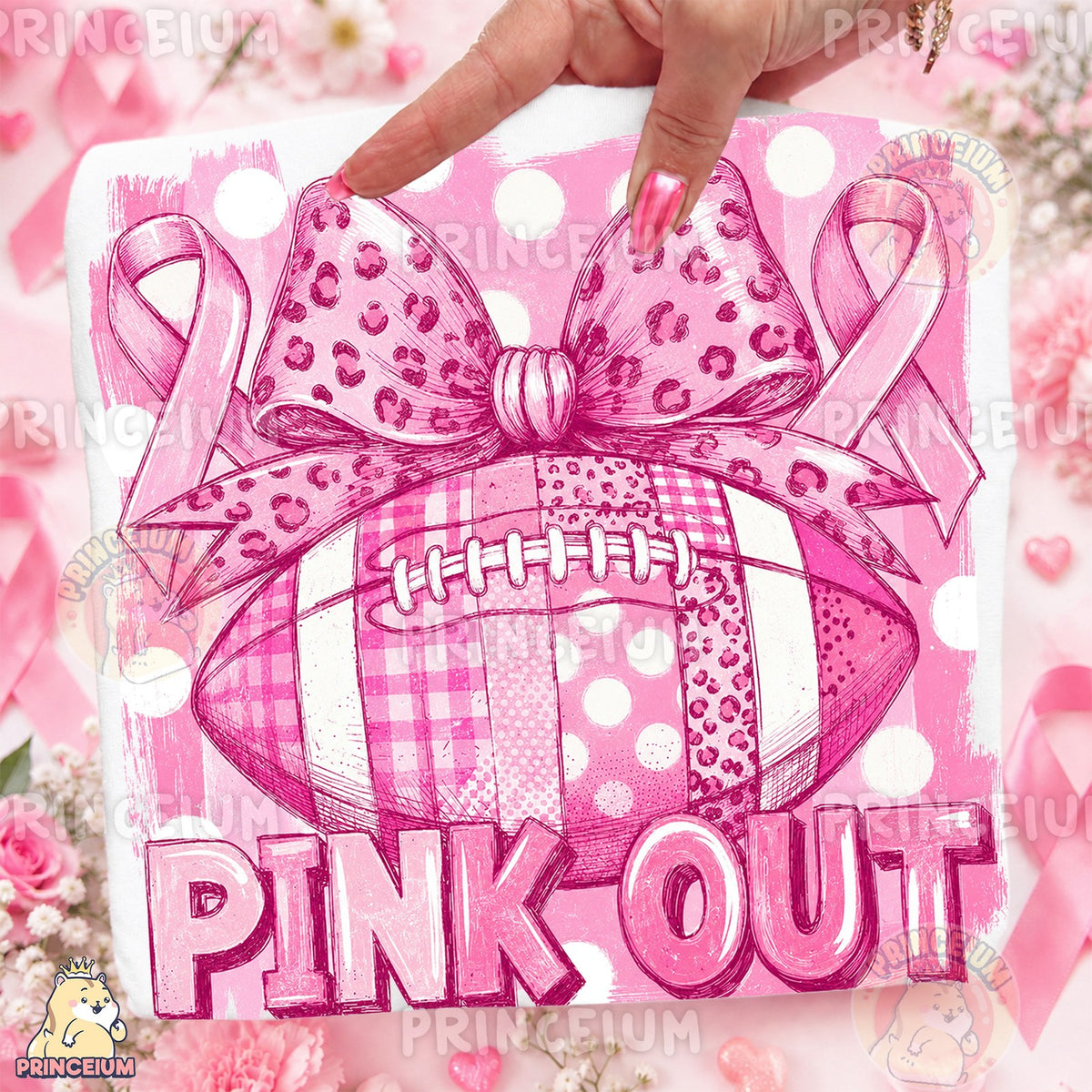 Pink Out Football Bow