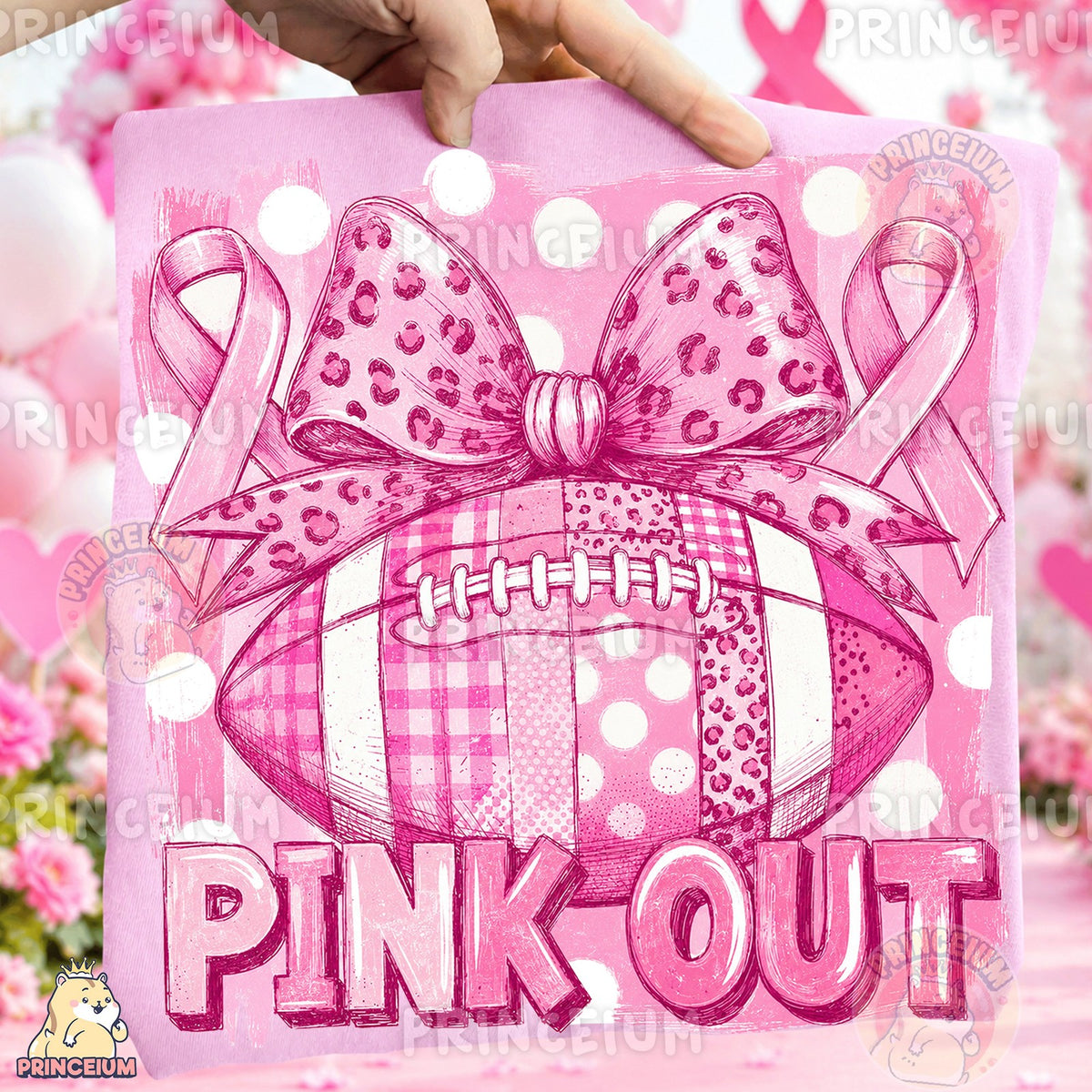 Pink Out Football Bow