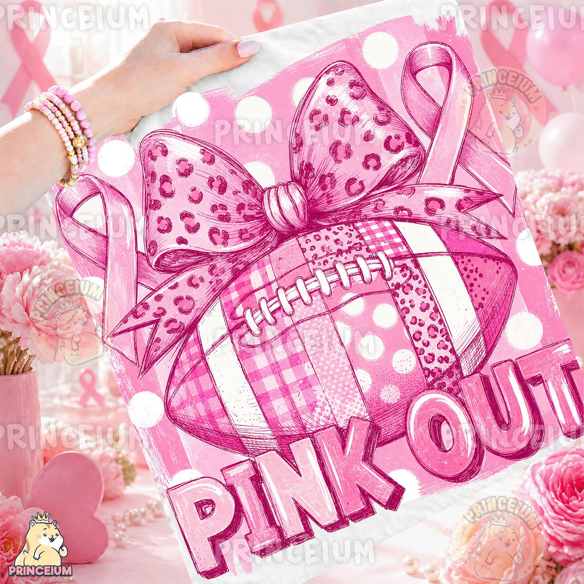 Pink Out Football Bow