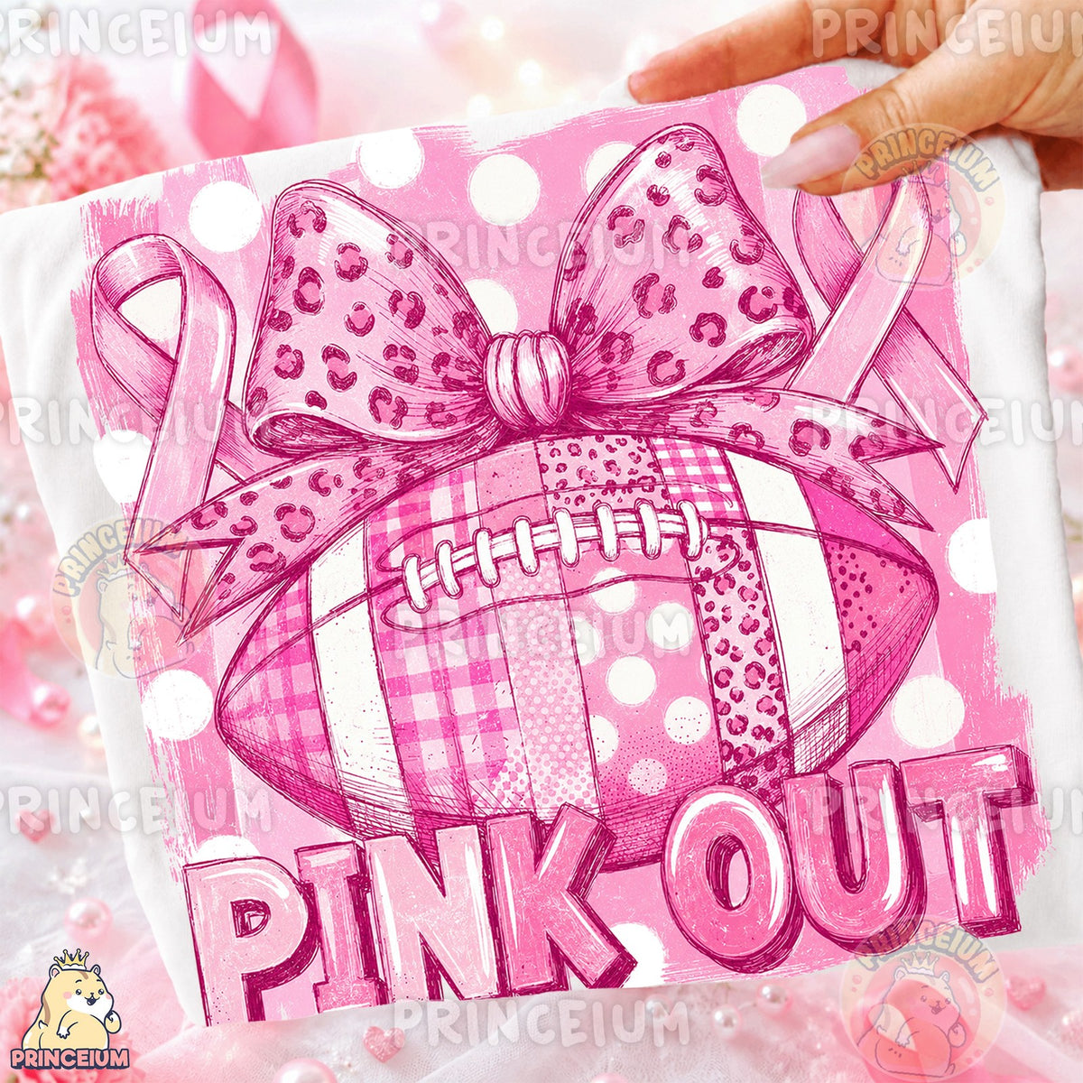 Pink Out Football Bow