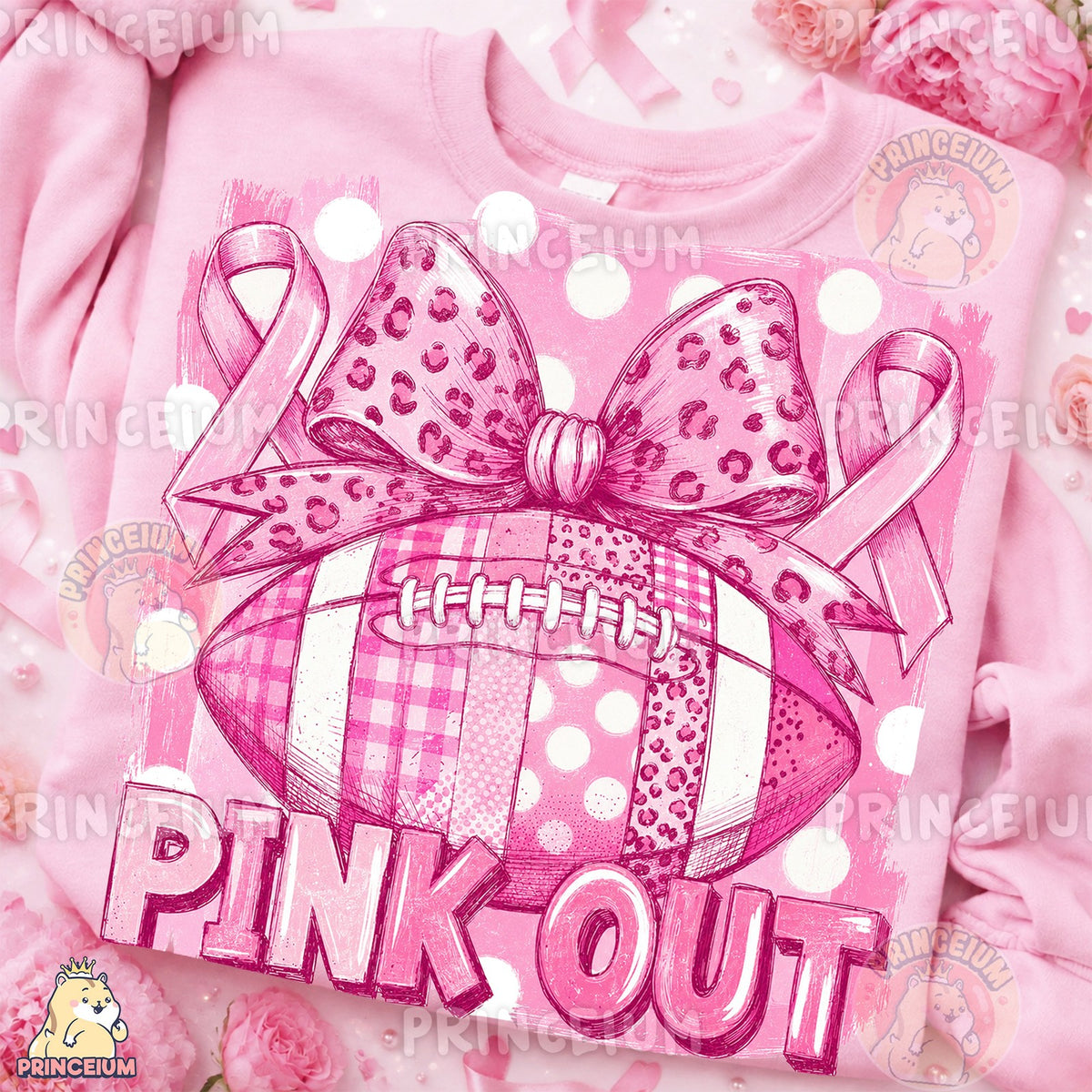 Pink Out Football Bow