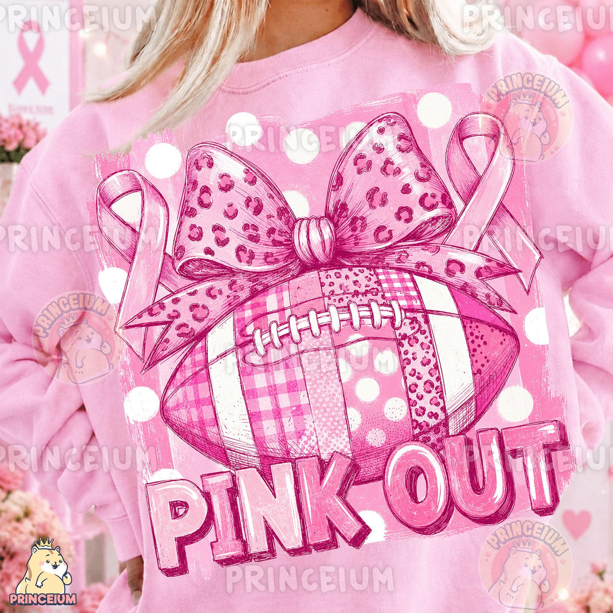 Pink Out Football Bow