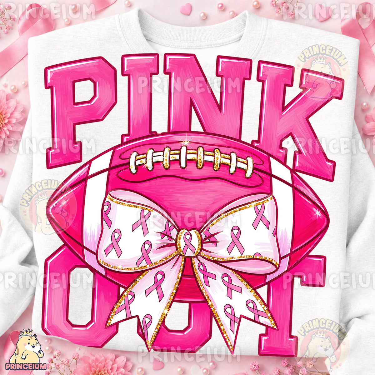 Pink Out Football Bow
