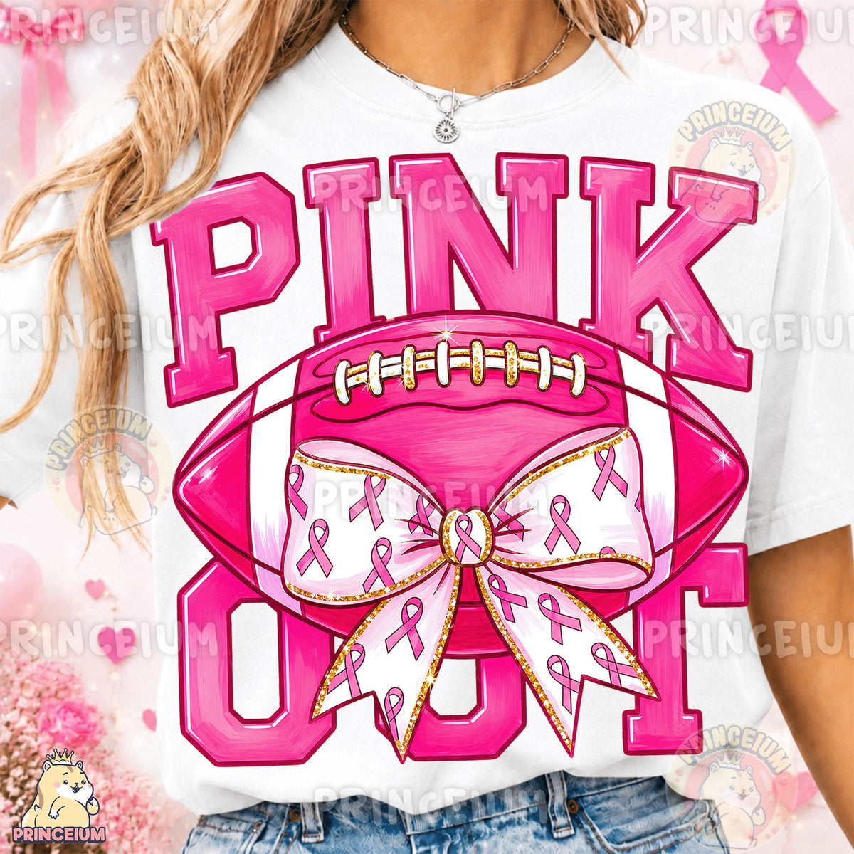 Pink Out Football Bow