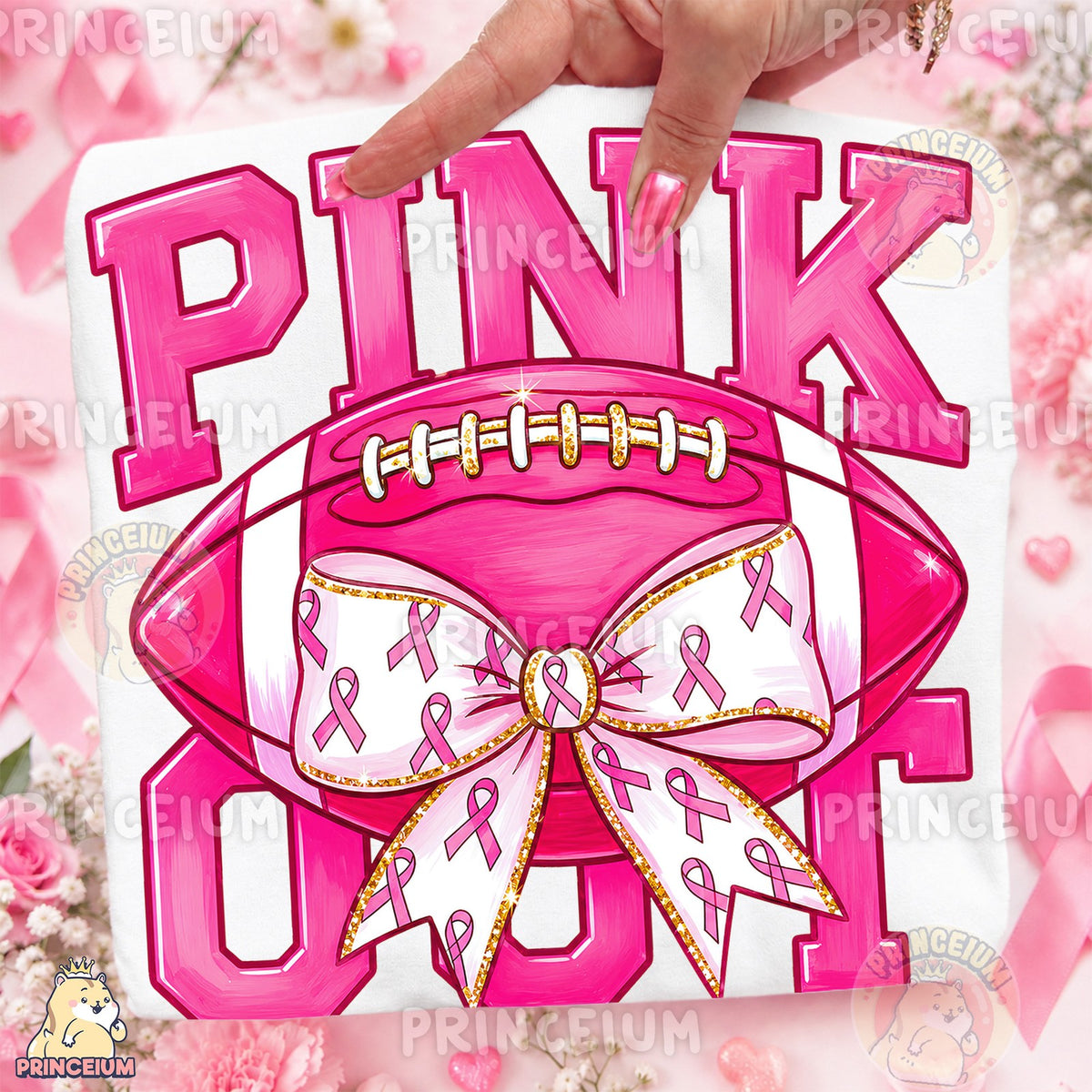 Pink Out Football Bow