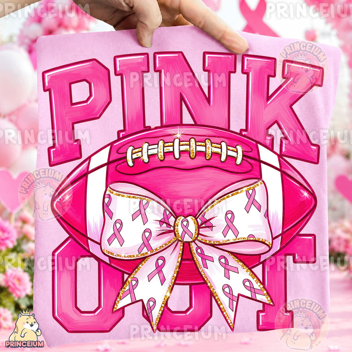 Pink Out Football Bow