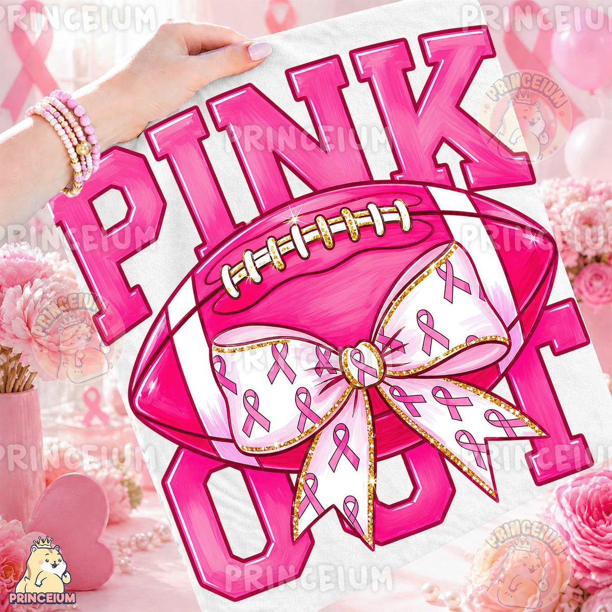 Pink Out Football Bow