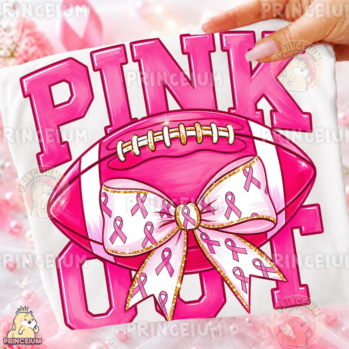 Pink Out Football Bow