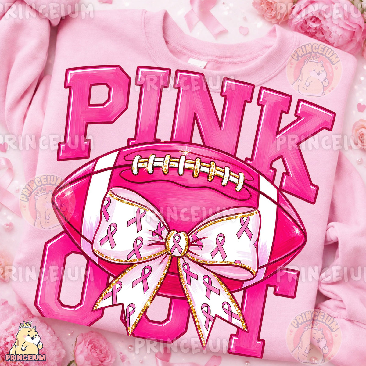 Pink Out Football Bow