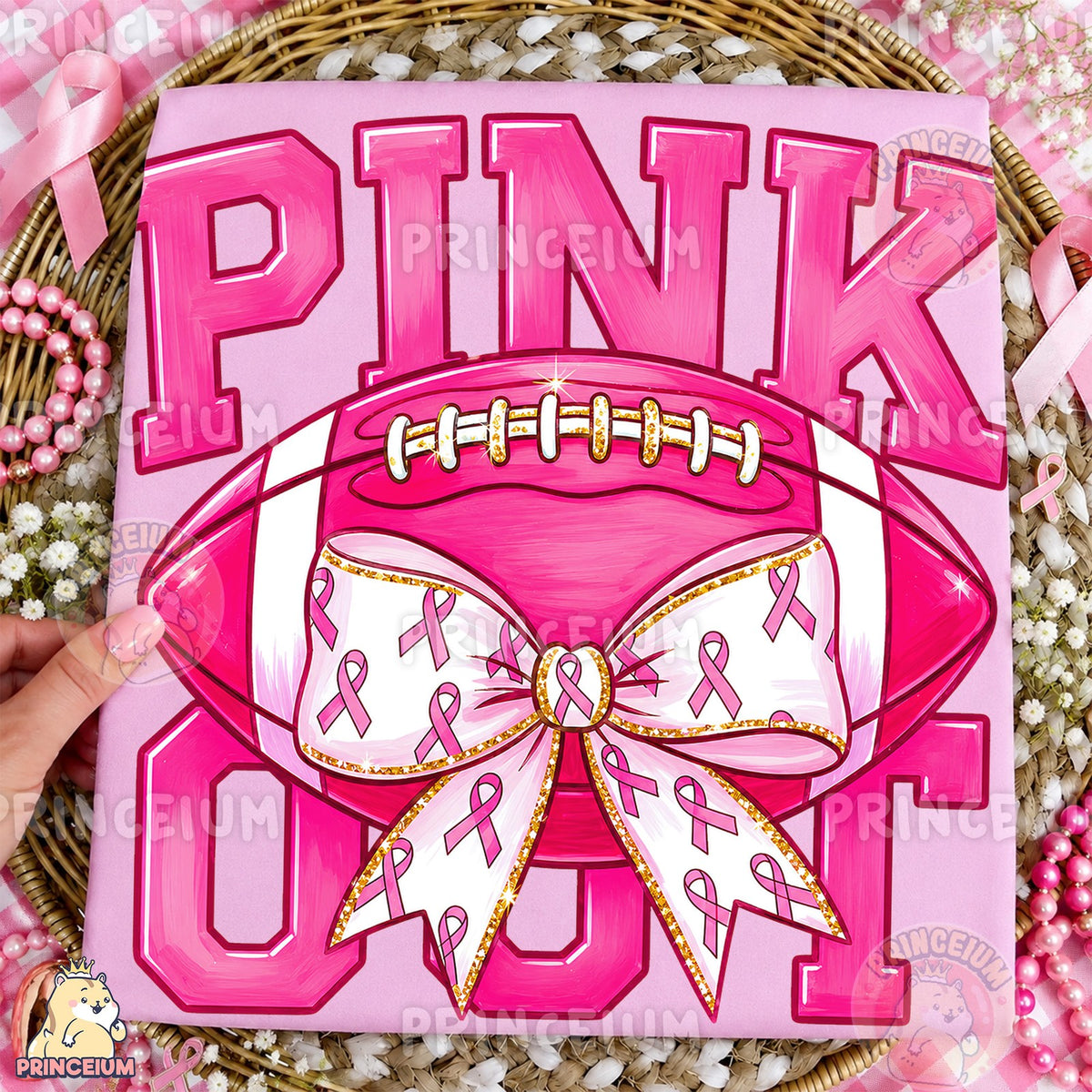 Pink Out Football Bow