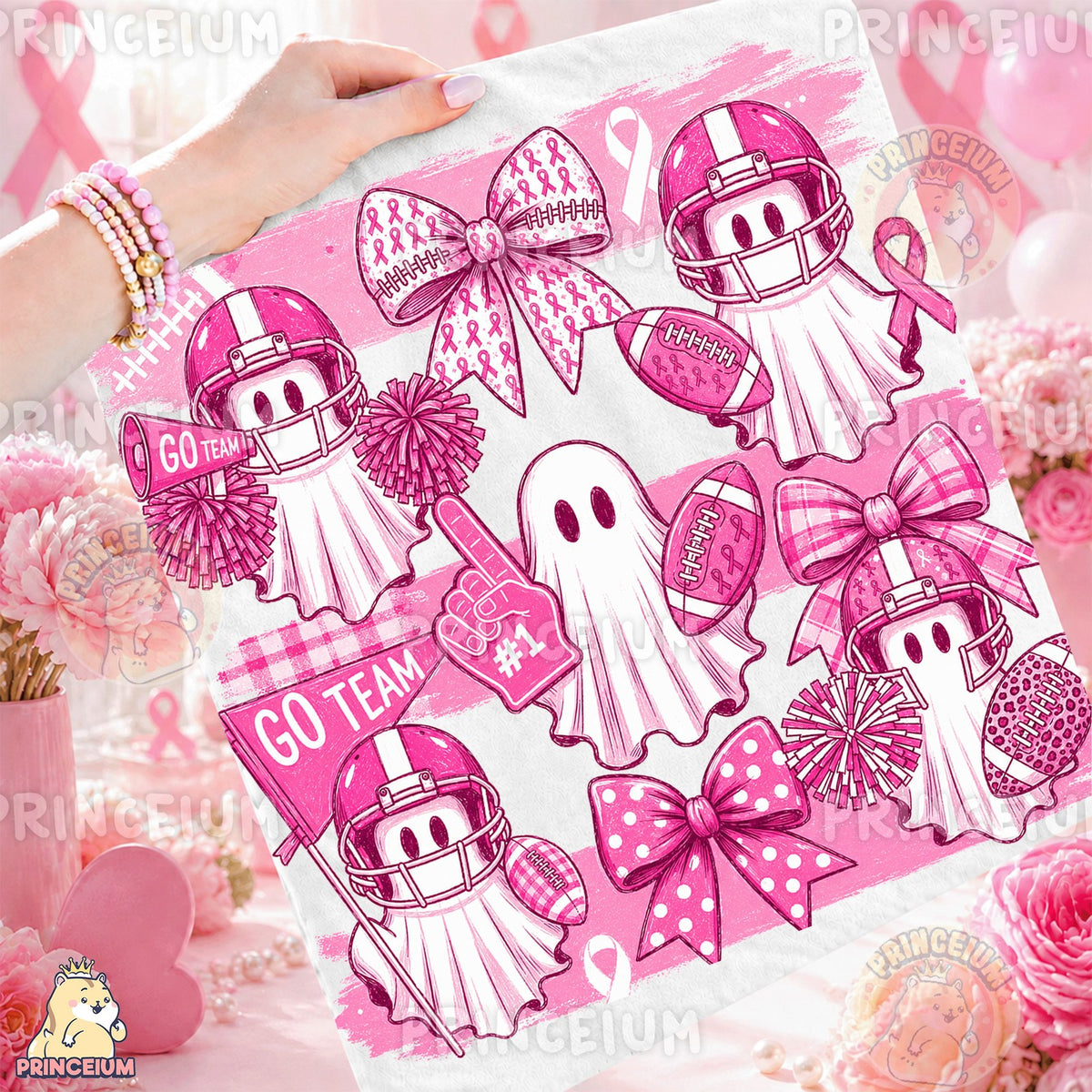 Pink Ghost Go Team Football