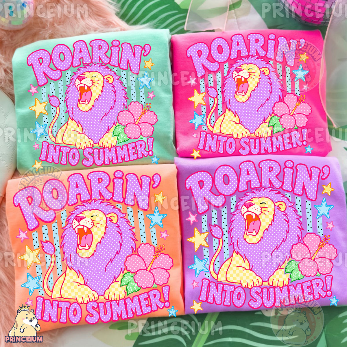 Roarin' Into Summer Sublimation Design PNG | Cute Lion Summer Digital Download