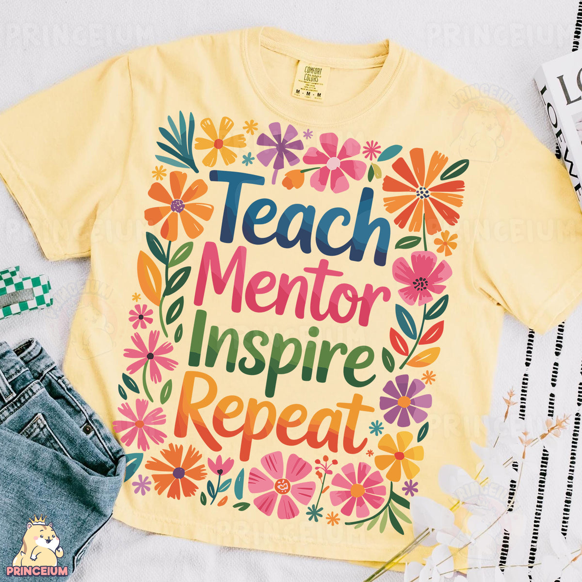 a t - shirt that says teach mentor inspire repeat