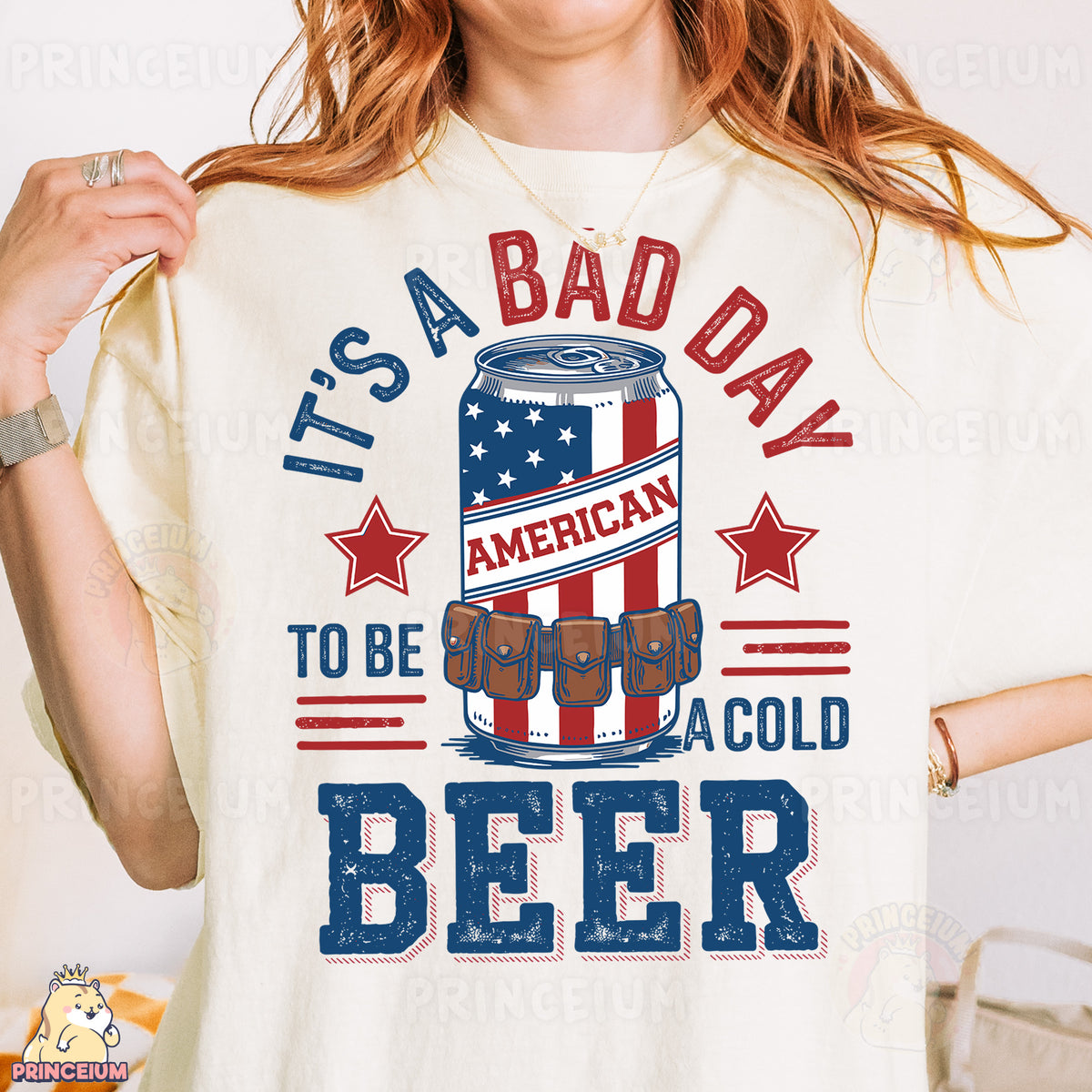 a woman wearing a t - shirt that says it's a bad day to