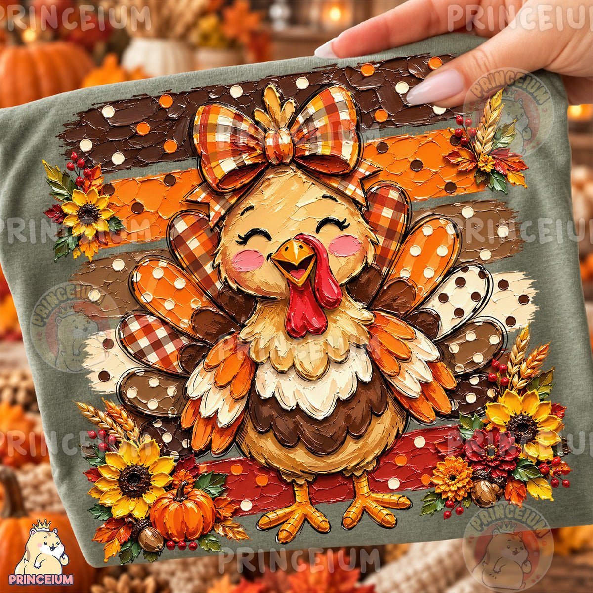 Cute Fall Turkey With Bow