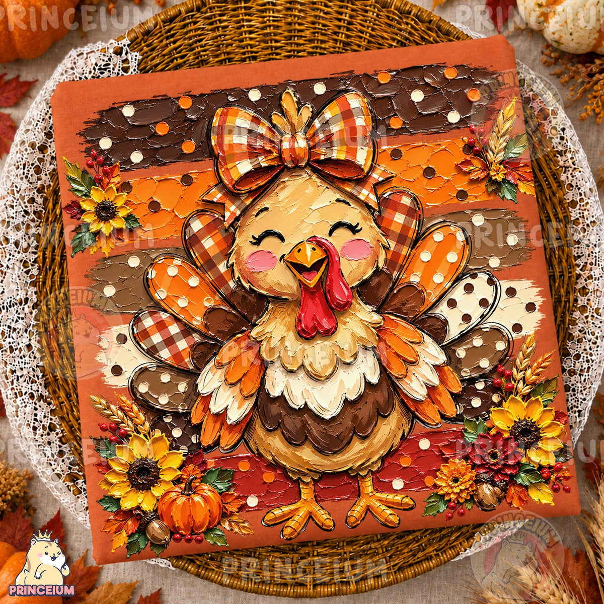 Cute Fall Turkey With Bow