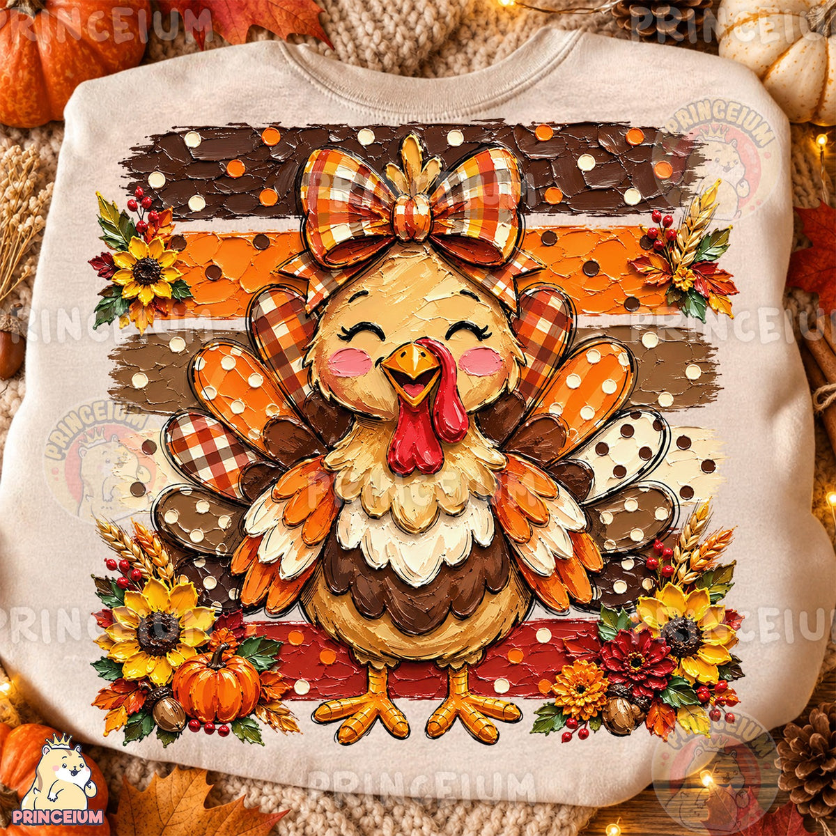 Cute Fall Turkey With Bow