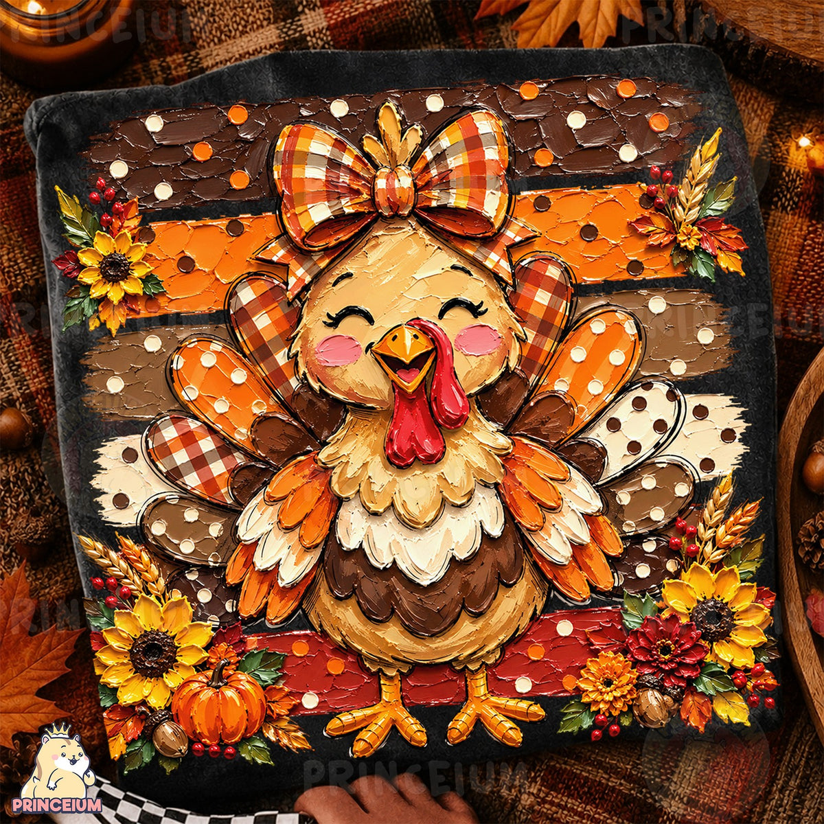 Cute Fall Turkey With Bow
