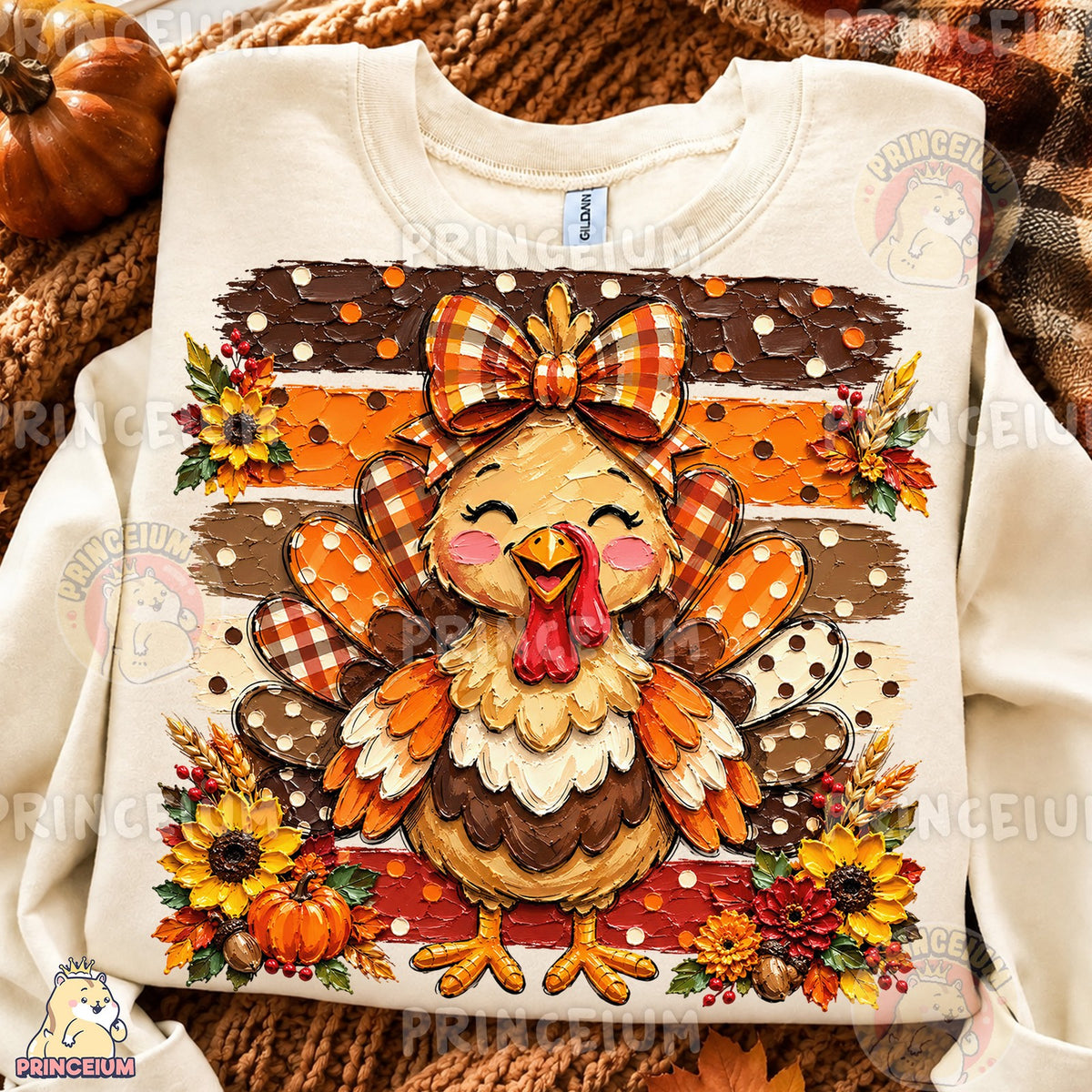 Cute Fall Turkey With Bow