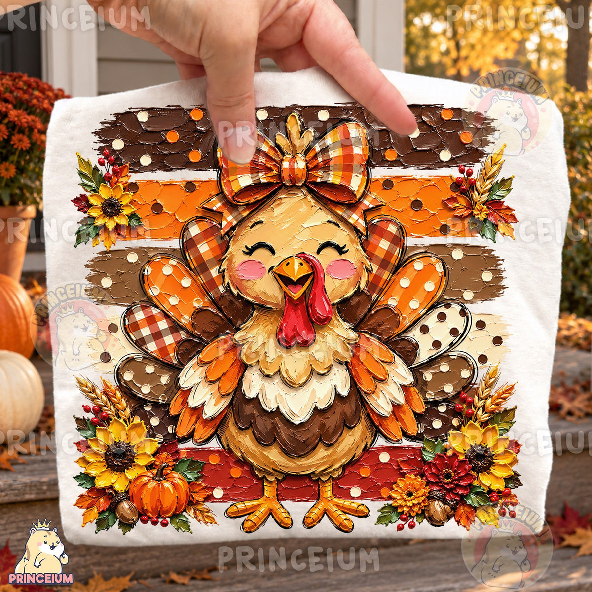 Cute Fall Turkey With Bow