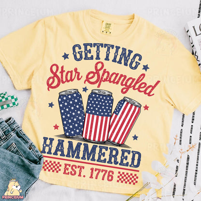 a t - shirt that says getting star spangled hammered