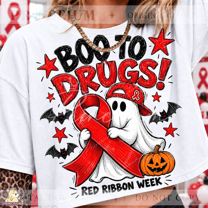 Boo to Drugs Ghost Red Ribbon Week