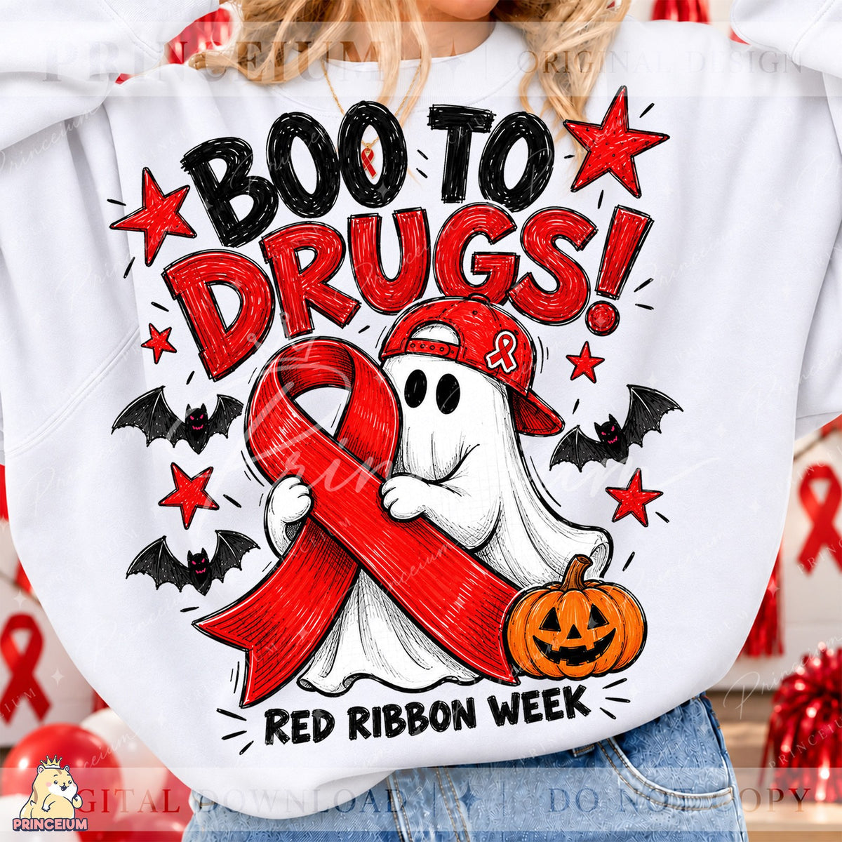 Boo to Drugs Ghost Red Ribbon Week
