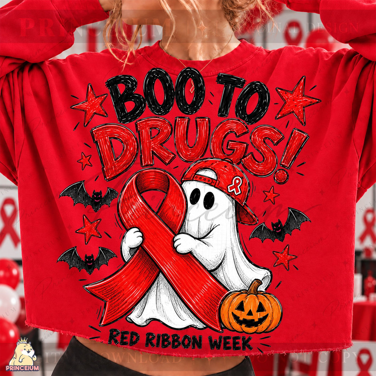 Boo to Drugs Ghost Red Ribbon Week