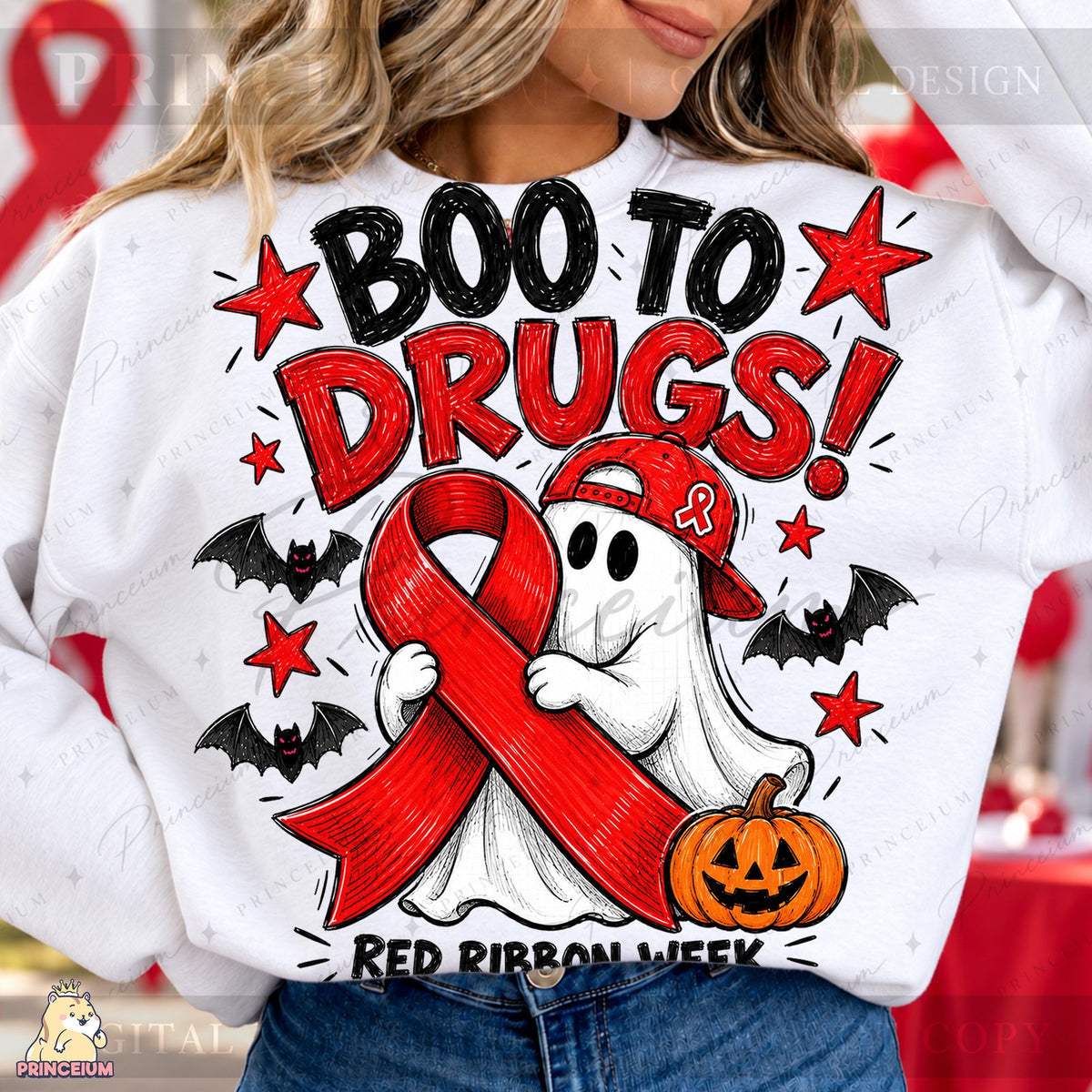 Boo to Drugs Ghost Red Ribbon Week