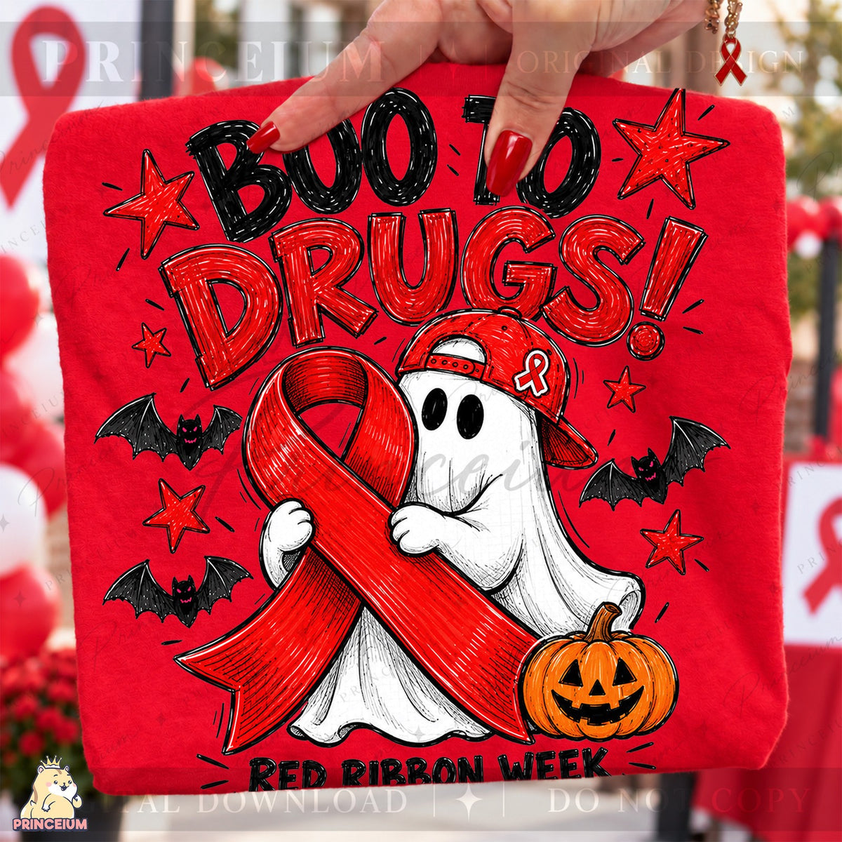 Boo to Drugs Ghost Red Ribbon Week