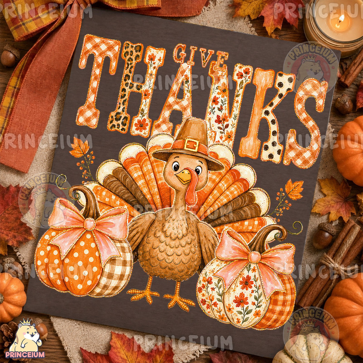 Give Thanks Turkey & Pumpkins