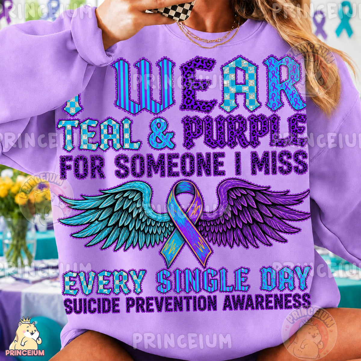Teal & Purple Suicide Prevention Wings