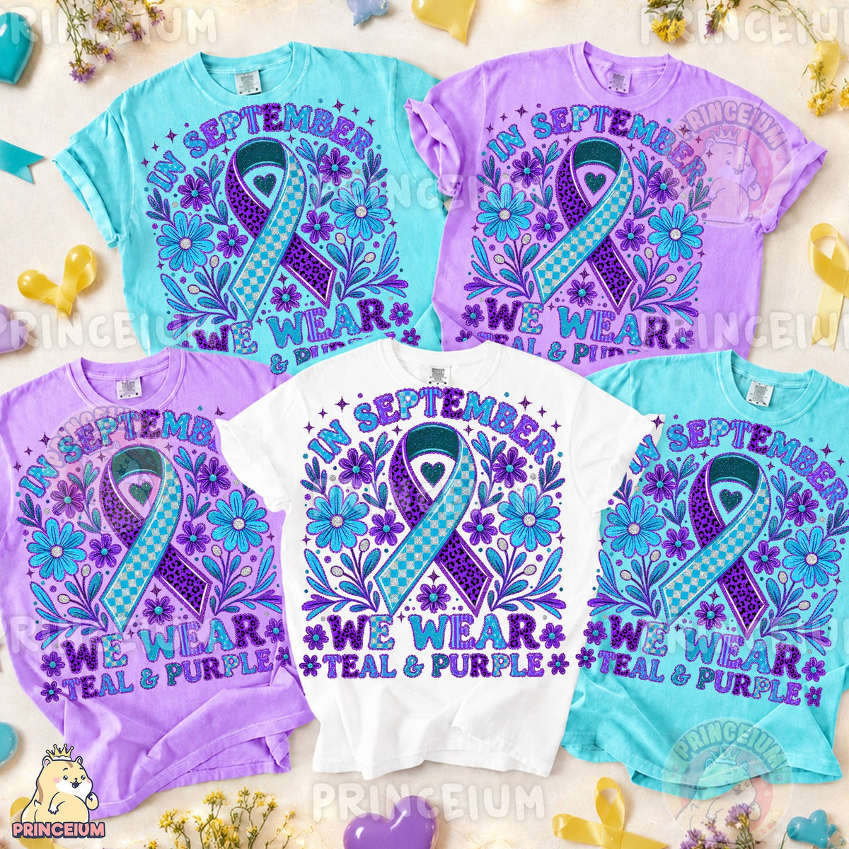 Teal & Purple Awareness Ribbon