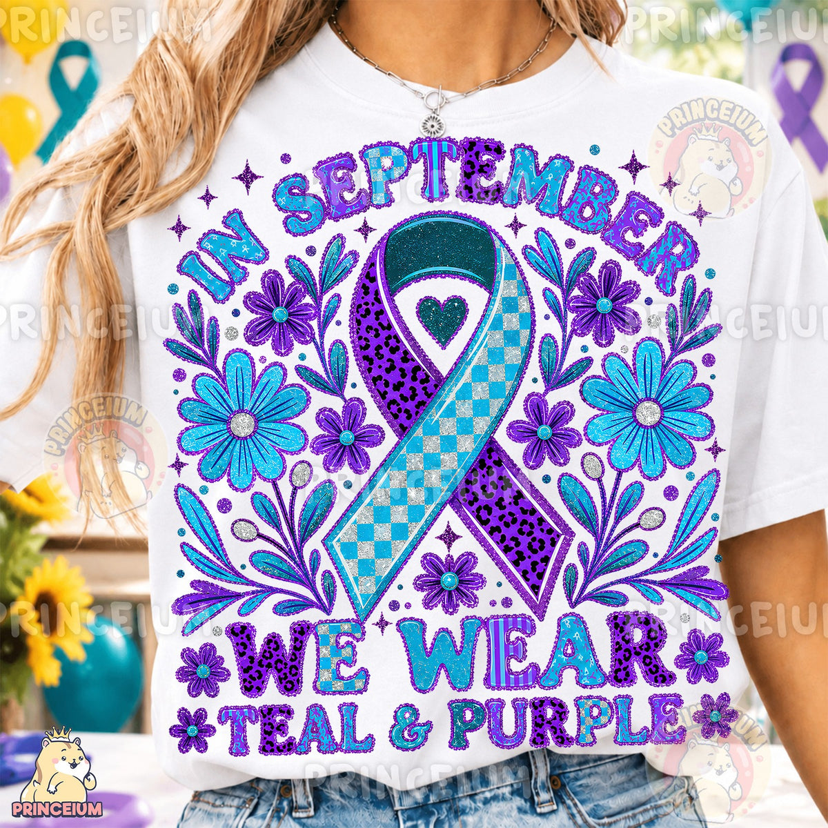 Teal & Purple Awareness Ribbon