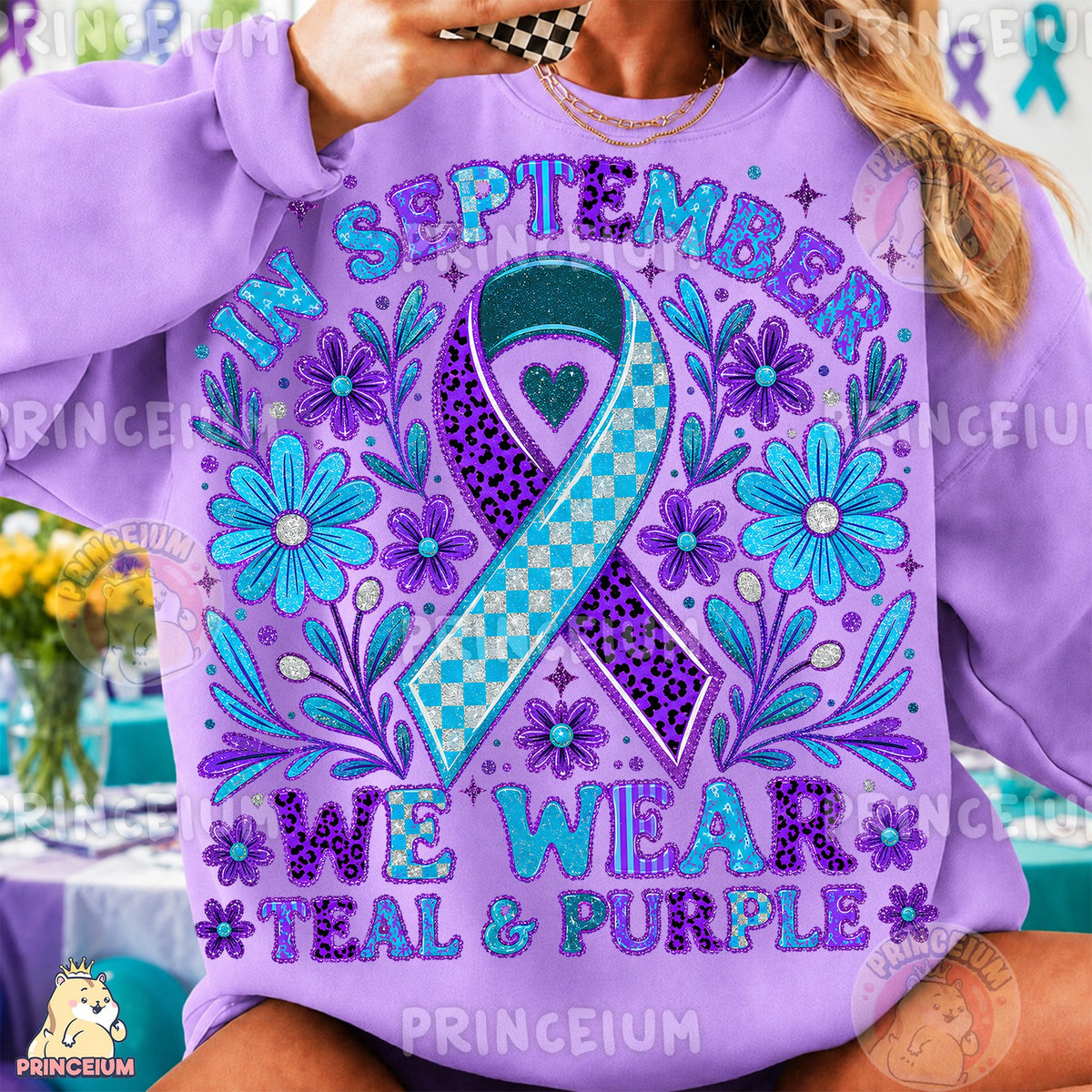 Teal & Purple Awareness Ribbon