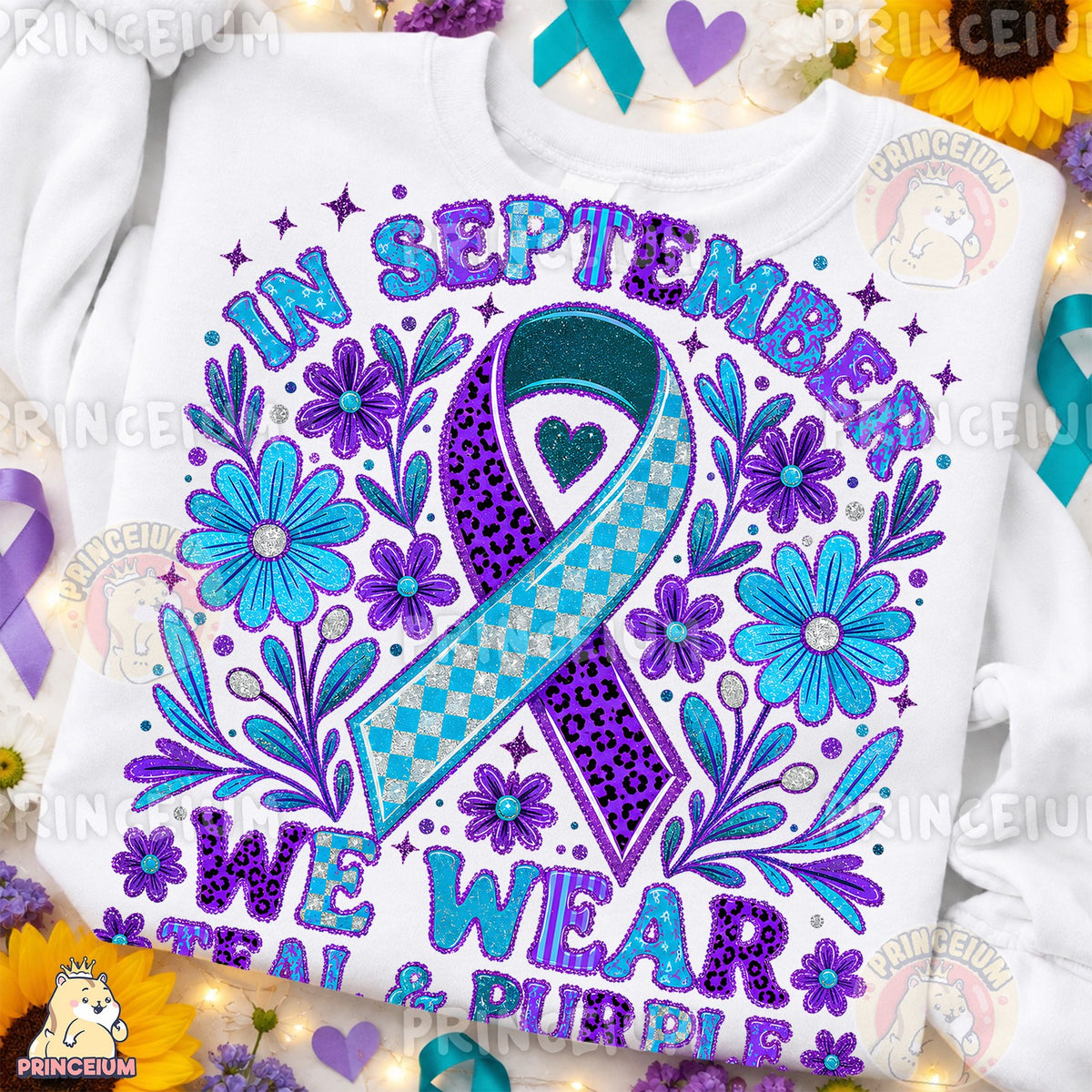 Teal & Purple Awareness Ribbon