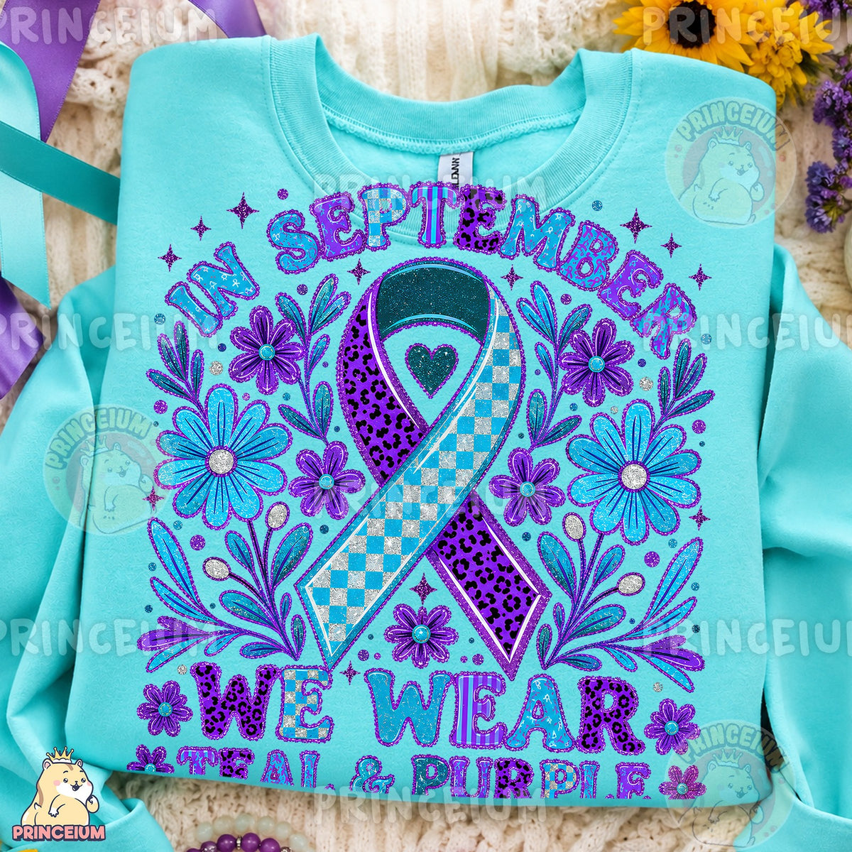 Teal & Purple Awareness Ribbon