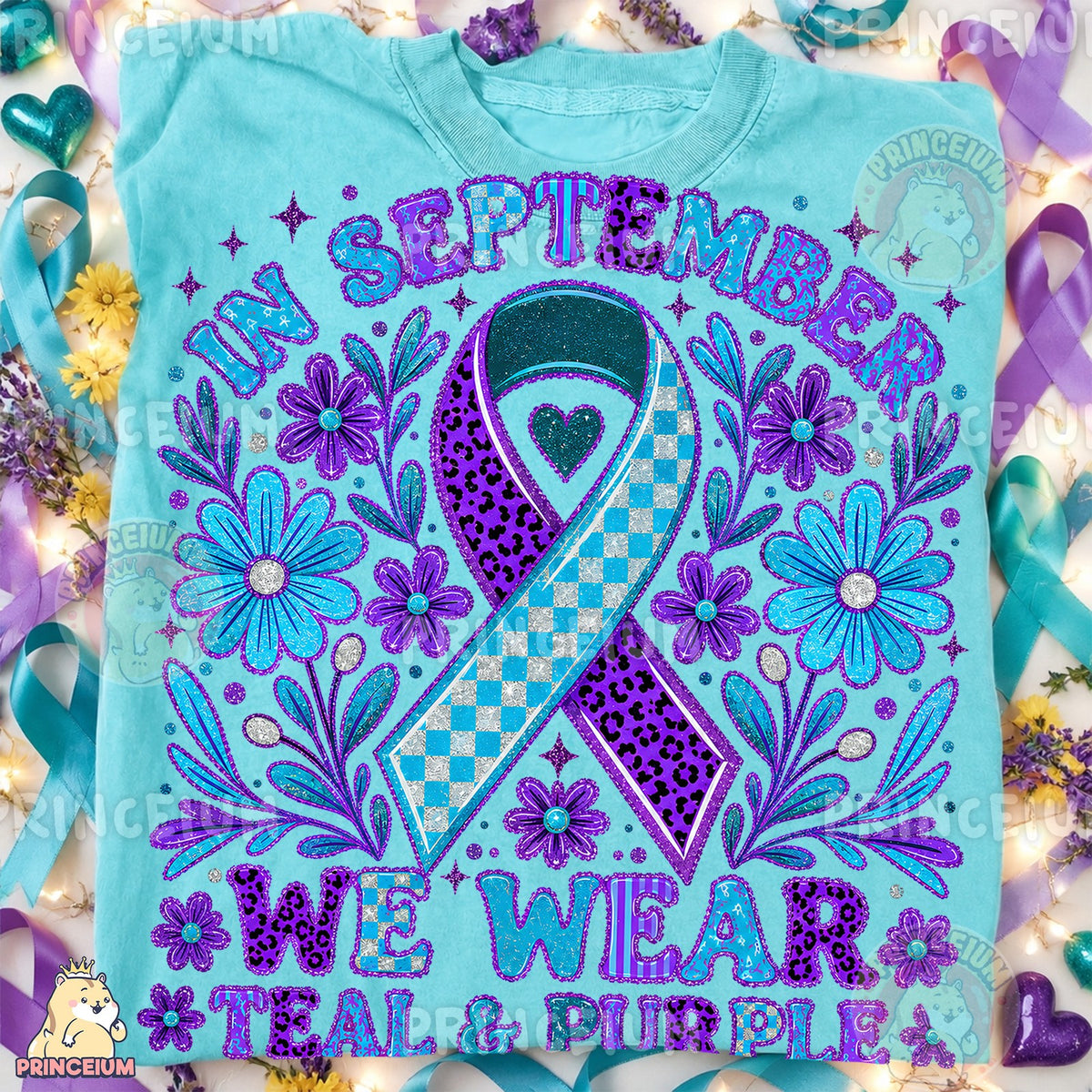 Teal & Purple Awareness Ribbon